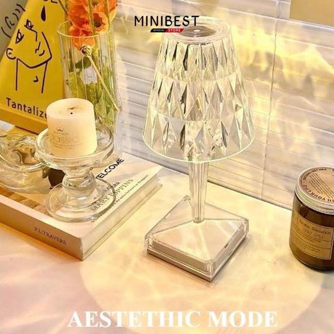 Minibest Lampu Hias Model Kristal Table Light Kristal Lampu Hias 3 Cahaya Lampu Meja Kristal