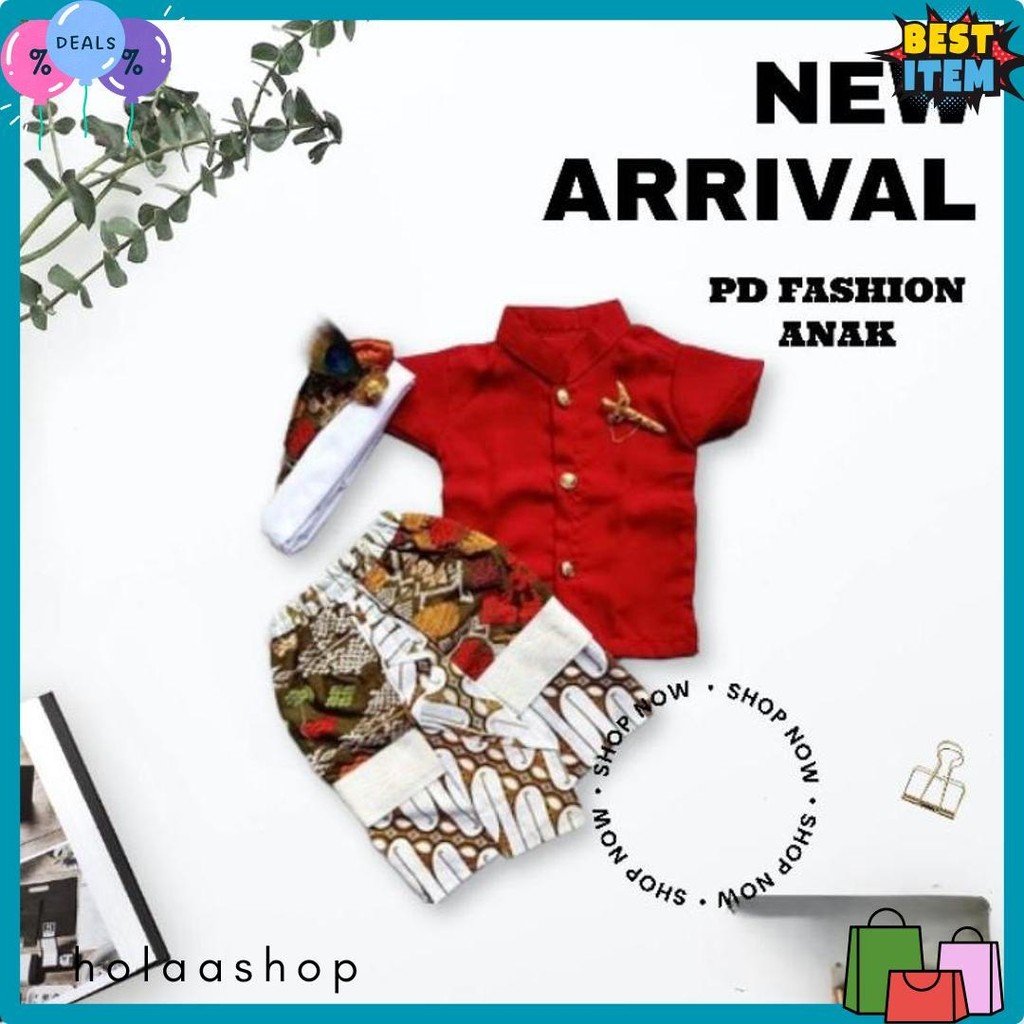 Setelan Baju Adat Tradisional Anak Laki | Set Umur 3-9 Tahun ( Ples Udeng Atau Blangkon ) Flash Sale