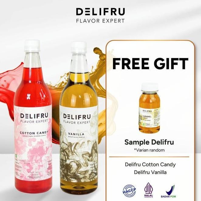 

(SALE) PAKET BUNDLING SYRUP DELIFRU 2L SIRUP COTTON CANDY 1L + SIRUP VANILLA 1L