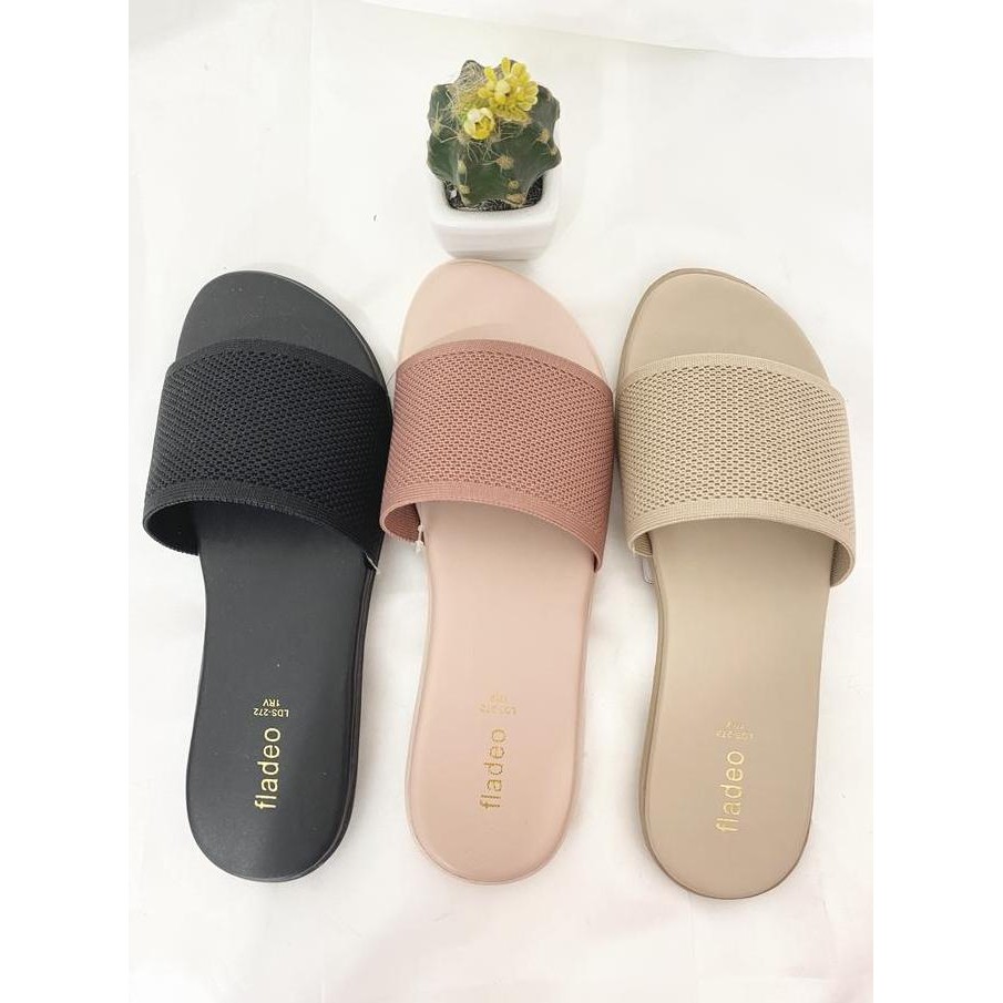 FLADEO Sendal Teplek/Selop Model Rajut Wanita Terbaru Cantik Ori Mall FLD18 Selop Shoes