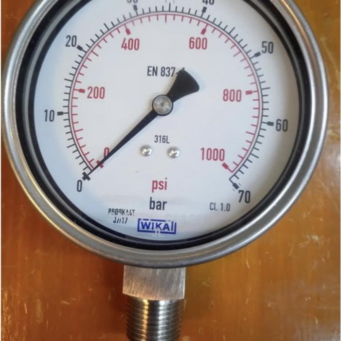 Wika Pressure Gauge 4 Inch 0-70 Bar&Psi Original Dan Terpercaya