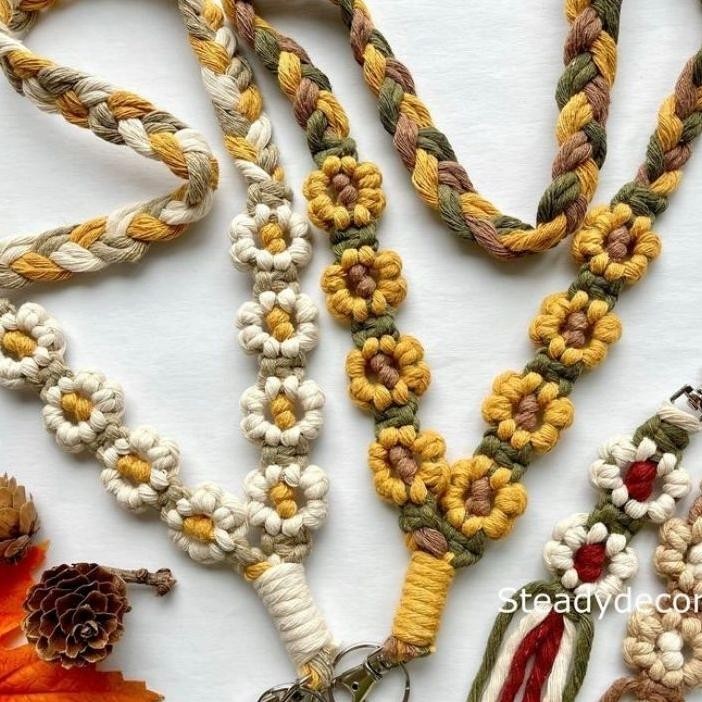 

Flower Lanyard Tali Id Card Macrame Name Tag Gantungan