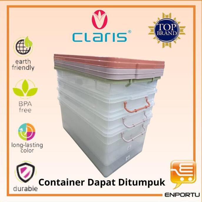 CLARIS Container Box Plastik Besar Nexis 66 Liter 1022 RE Wadah Penyimpanan Kotak Serbaguna Tempat S