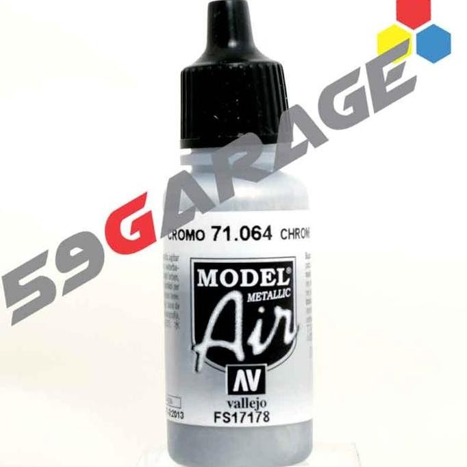 

Vallejo 71064 Chrome - Cat Acrylic Airbrush Warna Chrome Model Kit Original