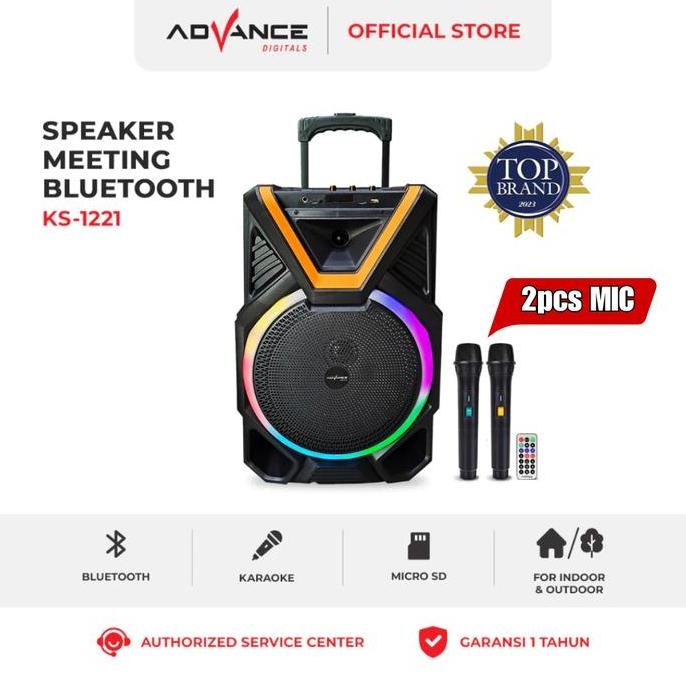 Smart HomeAdvance Speaker Bluetooth Karaoke TWS 12inch+2xMic Wireless KS1221