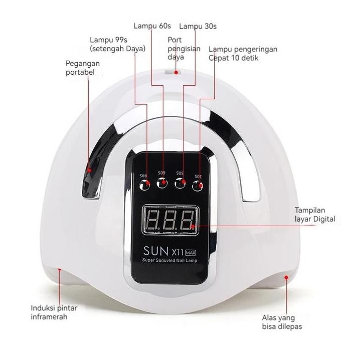 PENJUAL LOKALLAMPU UV NAIL ART SUN X11 MAX 280W 66LEDS LAMPU UV LED NAIL ART CEPAT KERING UV LED UV 