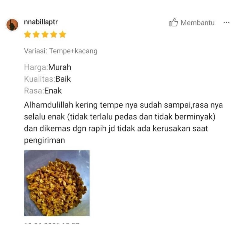 

Kering tempe berat 500 grm