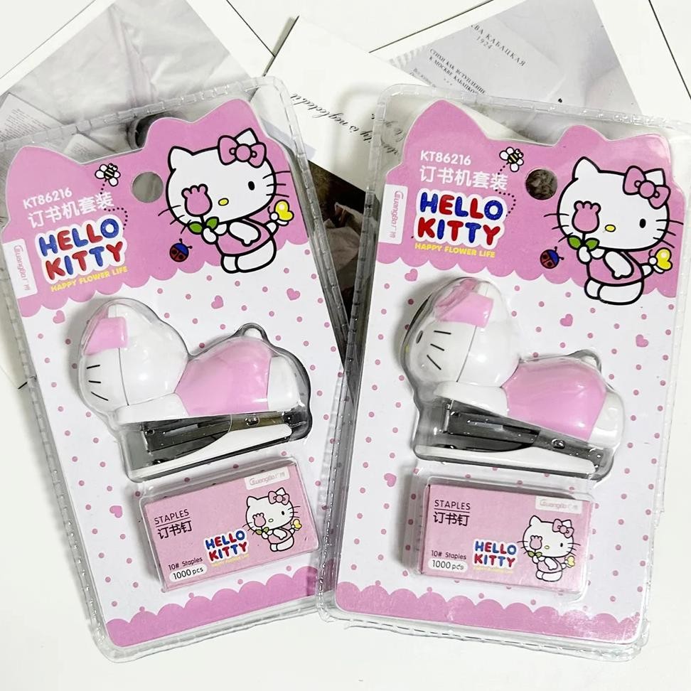 

Sanrio Anime Mini Stapler Set Hello Kitty Portable Color Paper Binding Machine Fashion Stationery Office School Supplies Gifts