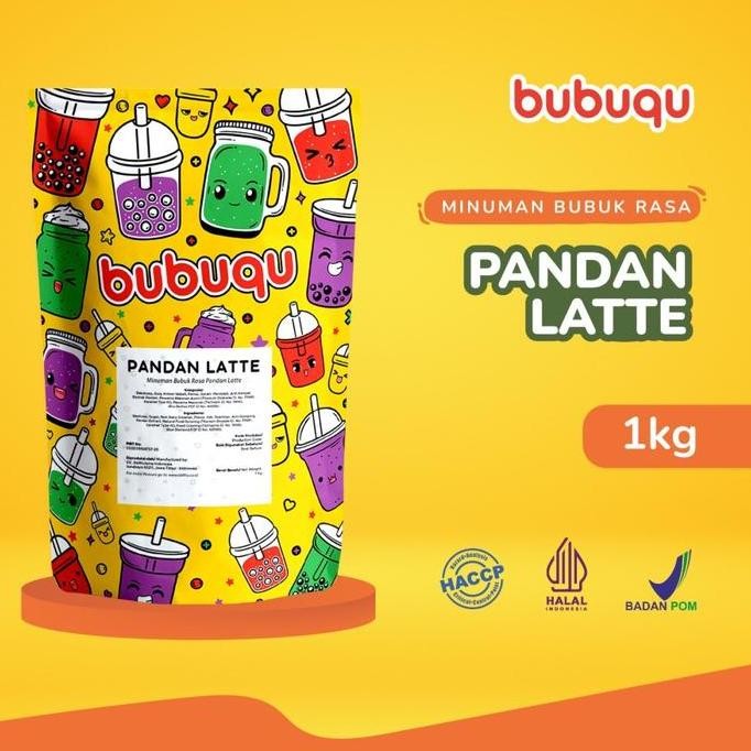 

baru bubuk minuman pandan latte susu 1kg bubuqu - powder drink rasa pandan creamy