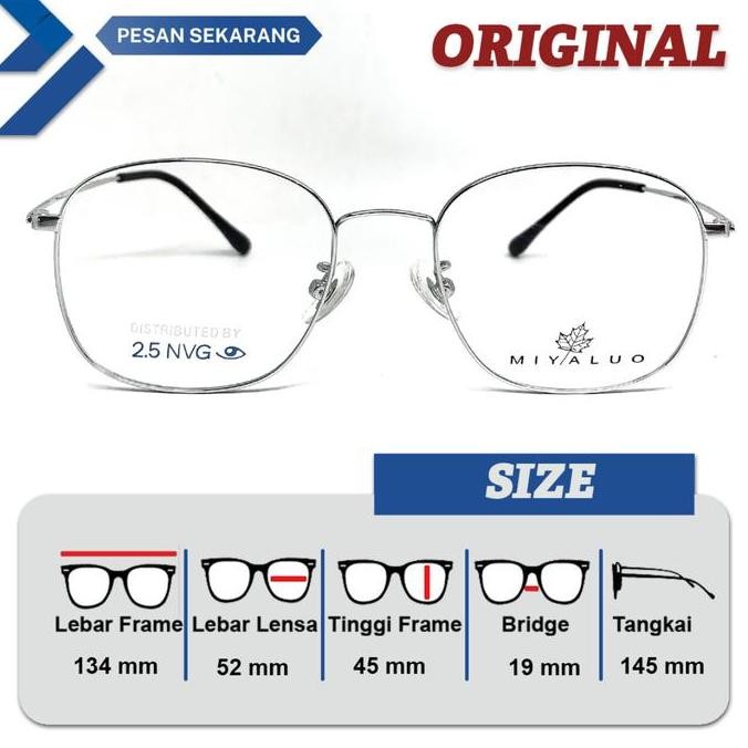 FRAME KACAMATA REKOMENDASI PILIHAN ORIGINAL NVG TITANIUM SIZE 52 KOTAK