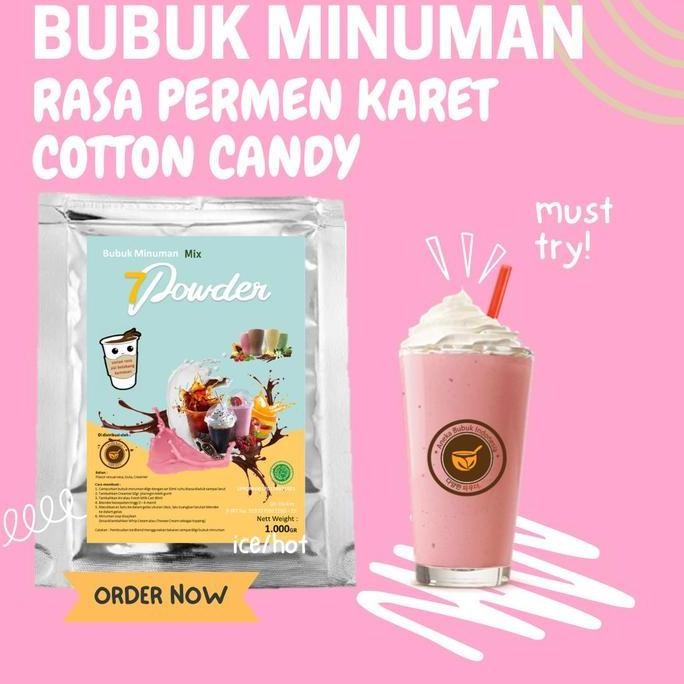 

baru bubuk minuman cotton candy mix 1kg - serbuk pink bubble gum premium
