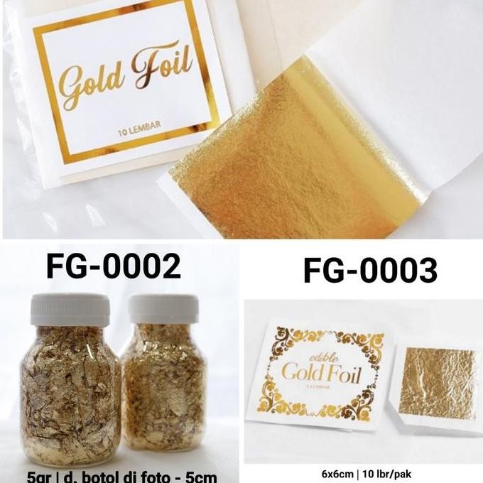 

Promo GR-FG GR-FS Hiasan kue kertas foil gold silver leaf flake COD