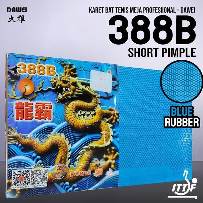Promo Karet Bat Tenis Meja Pingpong Dawei 388B Blue Bintik Pendek Serang Jahat Original