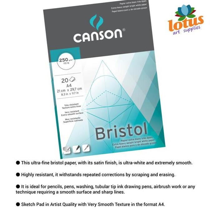 

Sale Canson Bristol Drawing Pad A4 250Gsm White Extra Smooth