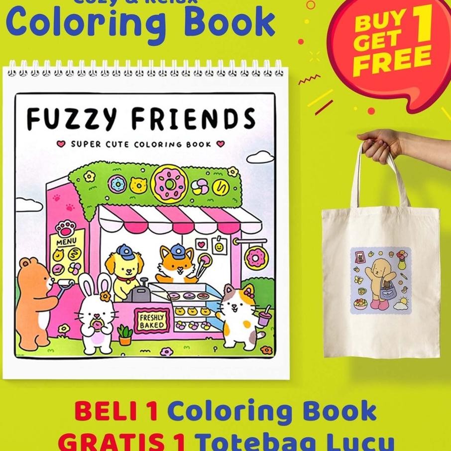 Fuzzy Friends Cute Colng Book Cocowyo Bogiki Stress Relief Healing Therapi Free Totebag