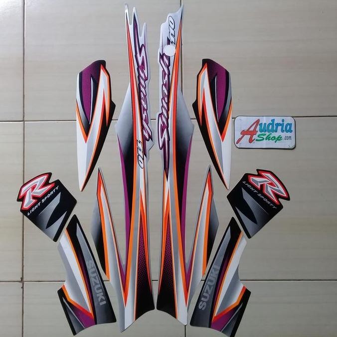 READY STRIPING STICKER MOTOR SUZUKI SMASH 110 2005 SILVER-HITAM