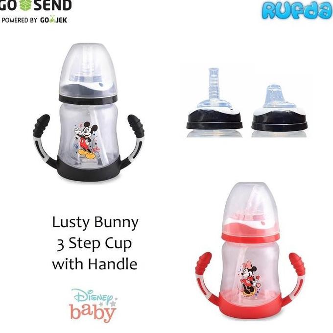 Lusty Bunny Disney 3 Step Cup with Handle Sedotan dan Spout