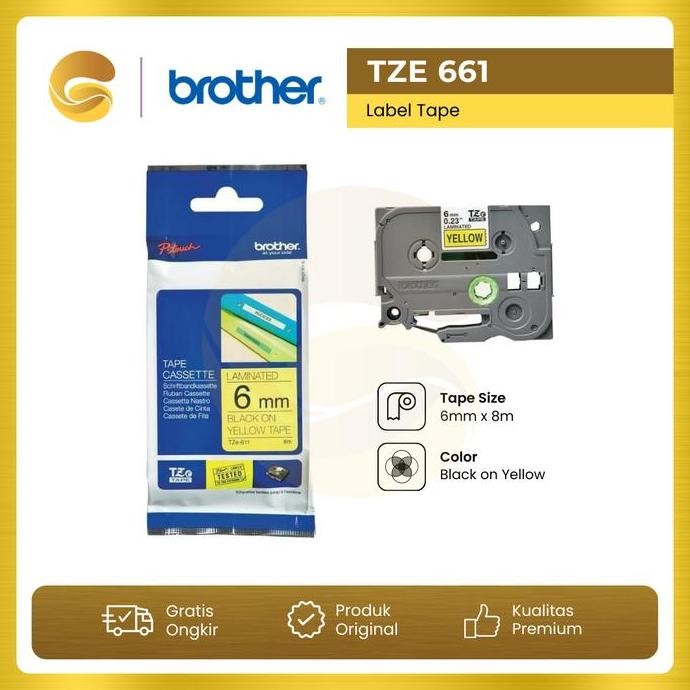 

TERLARIS - BROTHER Label Tape TZE 611 6mm Black On Yellow