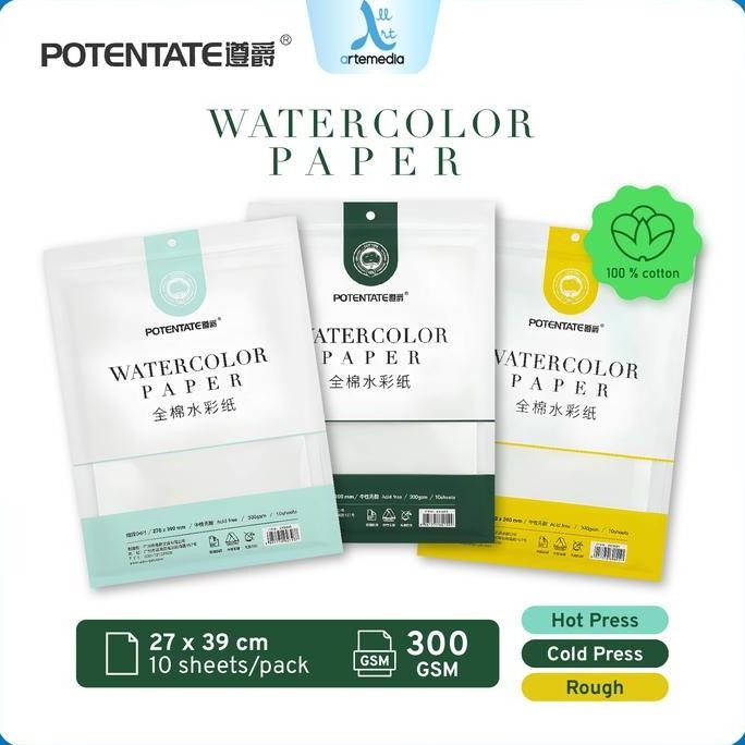 

BEBAS ONGKIR - Kertas Cat Air Potentate Cotton 27x39cm Watercolor Paper Sheet Set