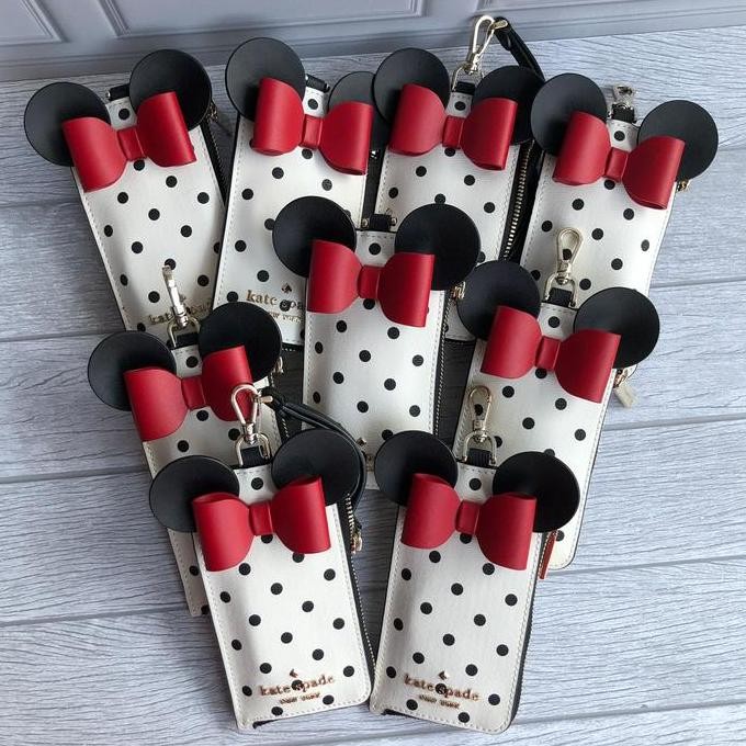Id Card Kate Spade Ks X Disney Minnie Lanyard White Multi Original