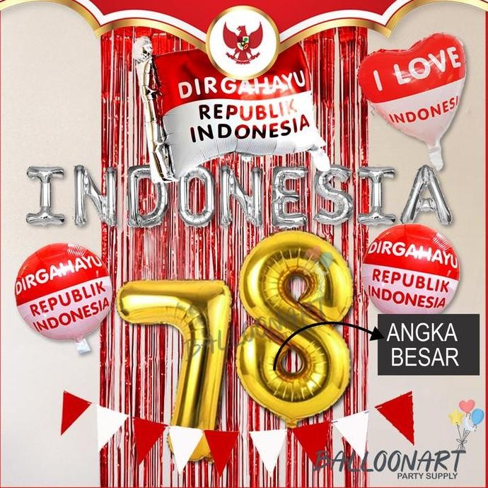 DIRGAHAYU 78 DEKORASI SET/BALON DEKORASI 17AN/KEMERDEKAAN/17 AGUSTUS