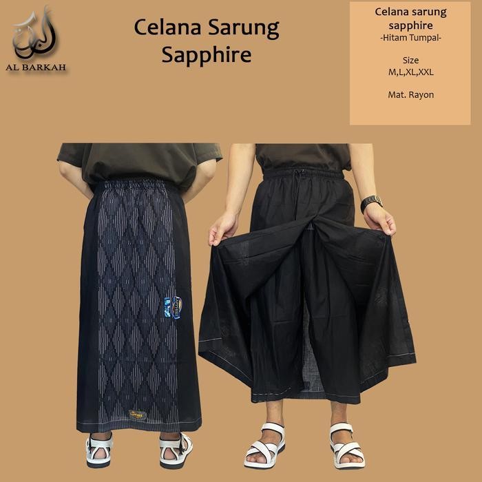 Celana Sarung Sapphire Hitam Tumpal Perlengkapan Sholat Pria Dewasa Remaja Kain Muslim