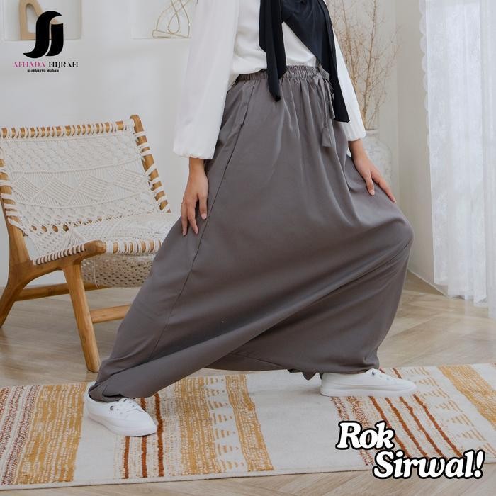 Afhadahijrah - Rok Sirwal Akhwat Longgar Nyaman Anti Tersingkap Terbaru Muslim Dewasa Hitam Panjang
