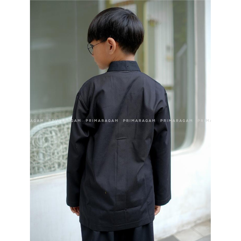 Primaragam Baju Kemeja Pangsi Anak Tk Sd Adat Sunda Koko Hitam Polos Lengan Tangan Panjang