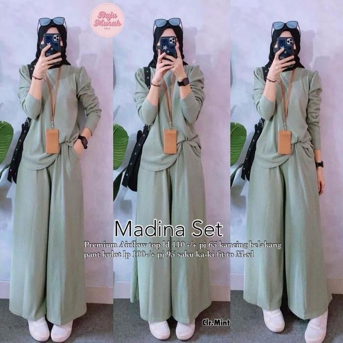 Madina Set Crinkle Airflow, Setelan Celana Kulot Crinkle Airflow, Setelan Crinkle Airflow, One Set C