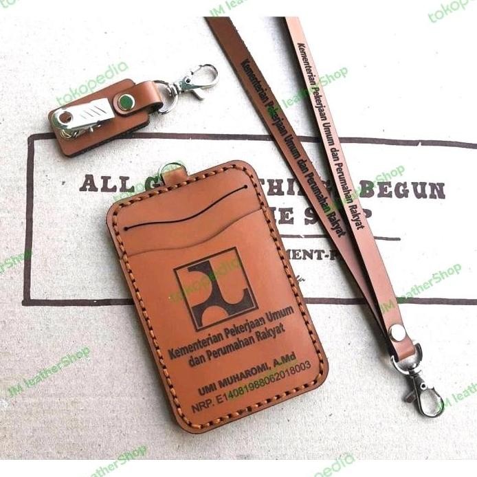 

New ID CARD KULIT ASLI NAME TAG KULIT CUSTOM LOGO PUPR GANTUNGAN ID CARD