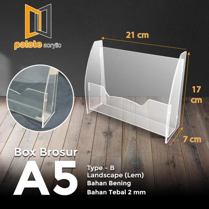 

New AKRILIK TEMPAT BROSUR A5 BROCHURE HOLDER A5 FANCY LANDSCAPE 3MM - JADI