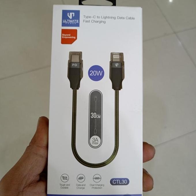 Ultimate Power Kabel C to Lightning 30cm 20W murah