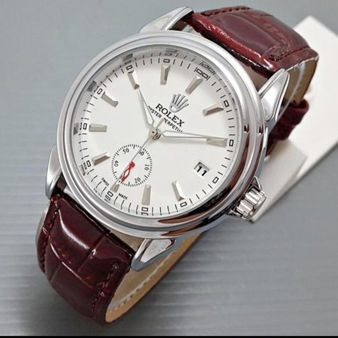 Baru Jam Tangan Rolex Skeleton Automatic kulit Second bawah-Kombi Gold