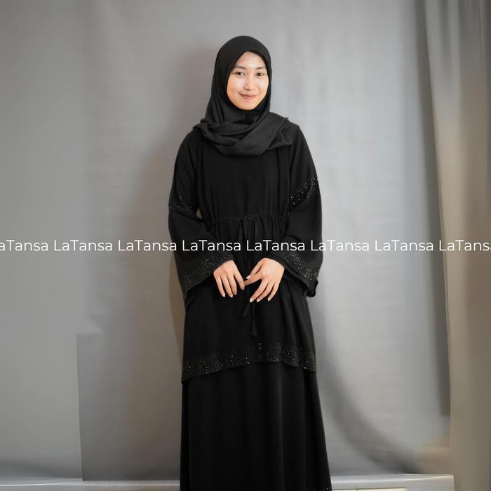 Abaya Muslim Umroh Hitam Turki Arab Polos Camelia Syari Kombinasi Lembut Mewah Gamis Wanita Baju Leb