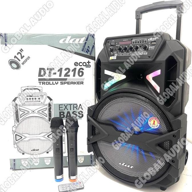 Speaker Portable DAt 1216 12inch 2bh Mic Wireless Dat1216 ( Bisa COD )
