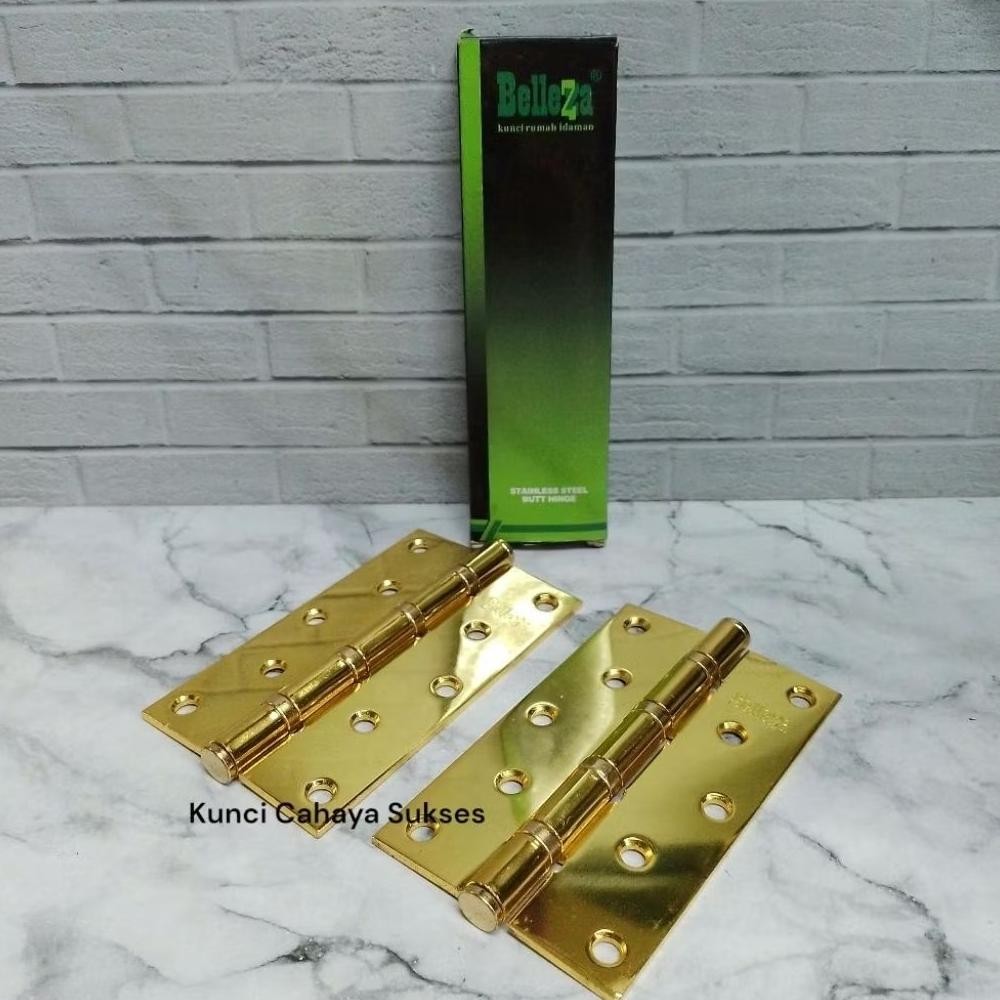 (Terbaru) belleza sSel BZ57 5x3x3mm 4BB GP/engsel pintu 5 inch gold/ engsel pintu kayu besar (Terlar