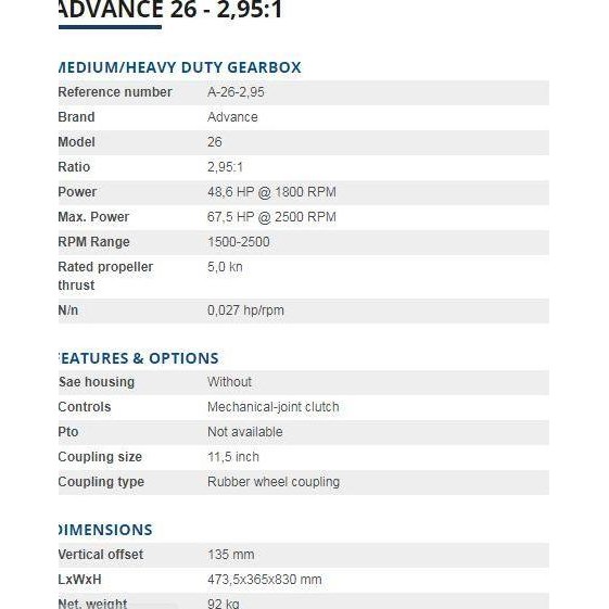GEARBOX KAPAL / Marine Gearbox 26 ADVANCE