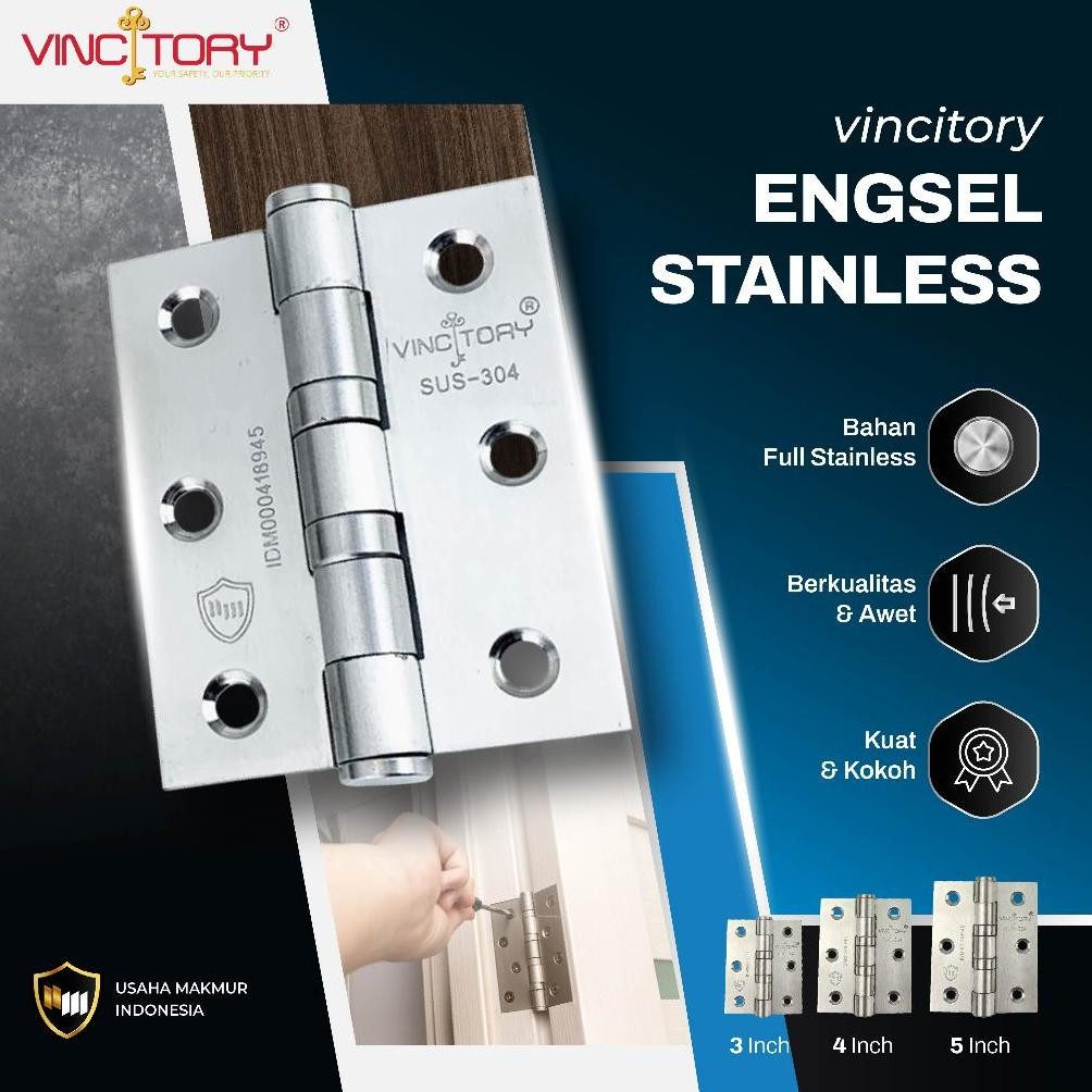 (Terbaru) VINCITORY ENGSEL STAINLESS 3,4,5 inch | Engsel Kupu Tarung | Engsel Pintu Jendela Tebal (T