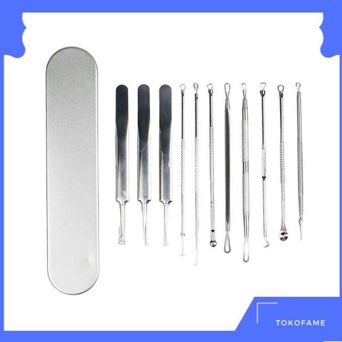Set Alat Perawatan Wajah Pinset Komedo Jerawat Stainless Steel Lengkap