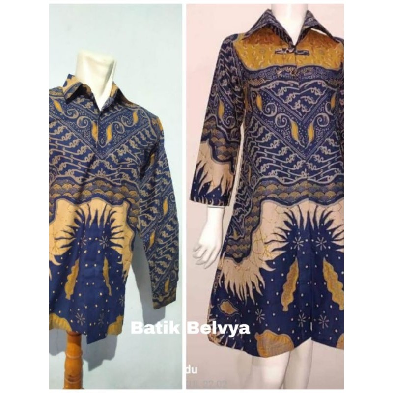set couple batik motif kerah lebar / Batik sragen / batik solo / dress batik / tunik batik / kemeja 