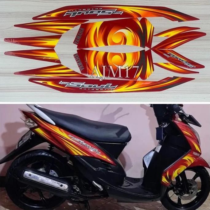 TERLARIS STIKER STRIPING MOTOR MIO SOUL 2007 MERAH
