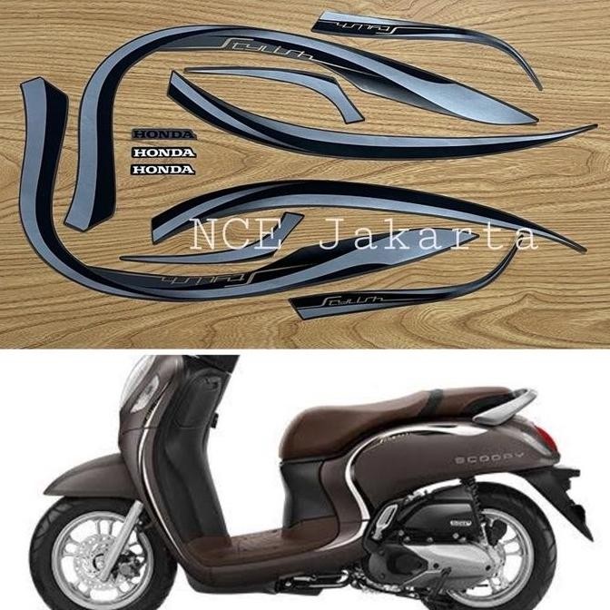 TERMURAH STIKER STRIPING MOTOR SCOOPY 2021 COKLAT ABU STYLISH BROWN
