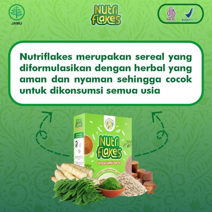 

Nutriflakes 200G - Sereal Umbi Garut Redakan Maag Gerd | Granola Oatmeal Bpom Halal Asli
