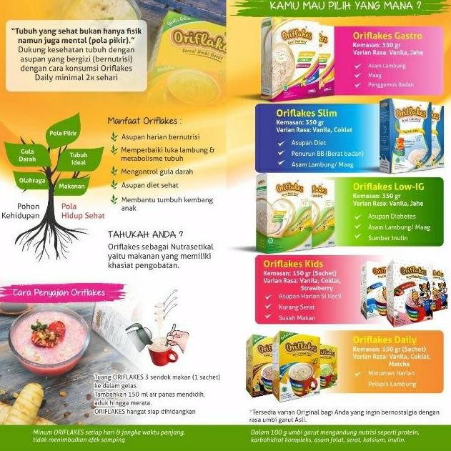 

Oriflakes Sereal Umbi Garut 900G Original | Maag Gerd & Asam Lambung Palm Sugar Asli