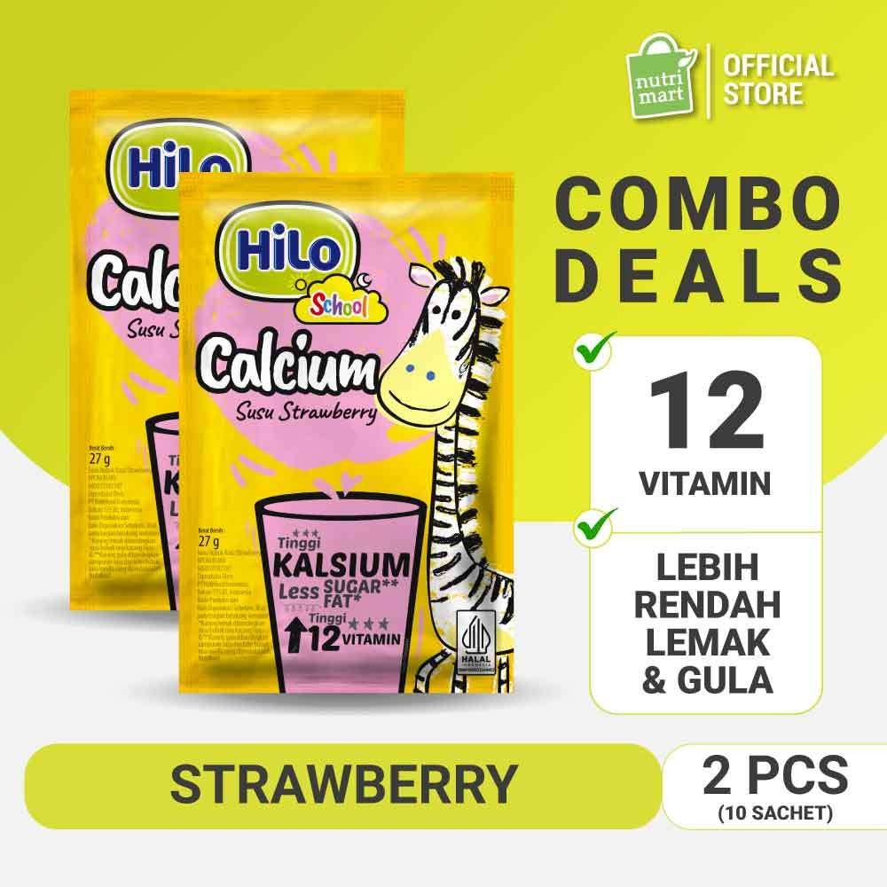 

Twin Pack - HiLo School Susu Strawberry 10 Sachet - Tinggi Kalsium Lebih Rendah Gula