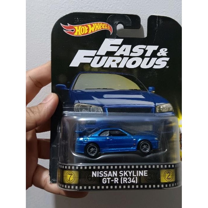 HOT WHEELS RETRO FAST & FURIOUS NISSAN SKYLINE R34 BIRU