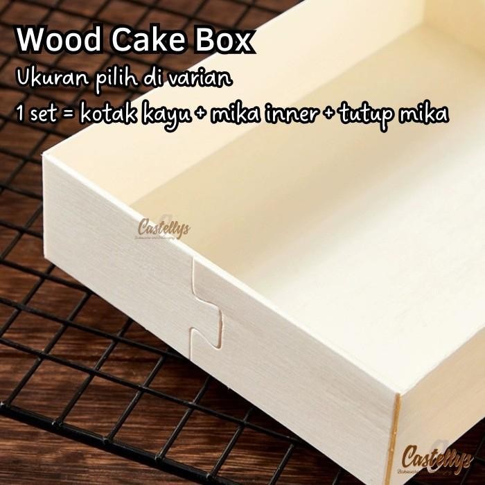 

WSS Wood Cake Box Kotak Kayu Kue Sushi Pudding Buah Dessert Box Tiramisu Hampers Natal Imlek Lebaran dll