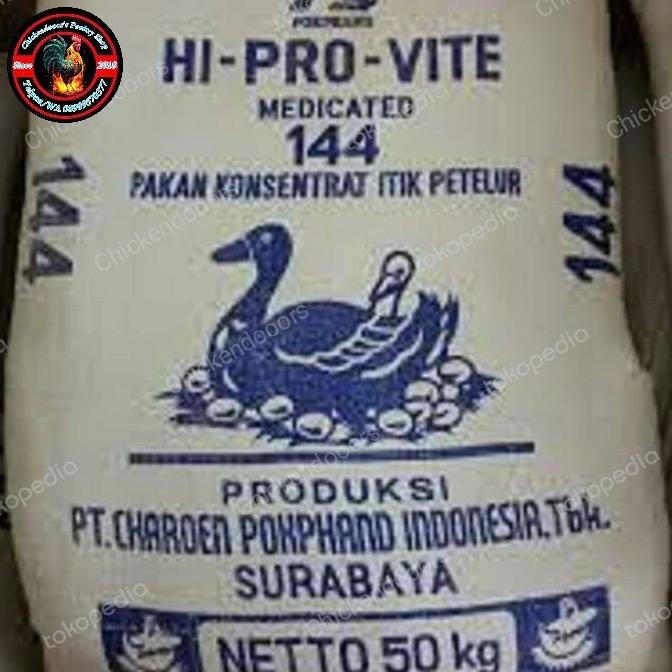 Charoen Pokphand Hi-Pro-Vite 144 Pakan Koncentrat Itik Petelur 50kg Protein 37-39% Lemak Min 2% Sera