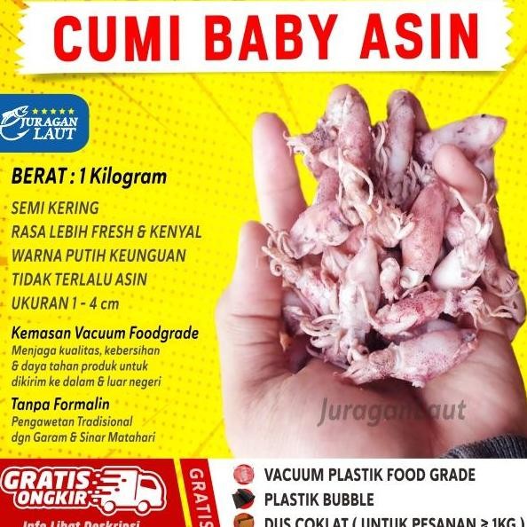 

Cumi Baby Cumi Asin Baby 40% Kering Premium 1Kg Utk Sambal Baby Cumi
