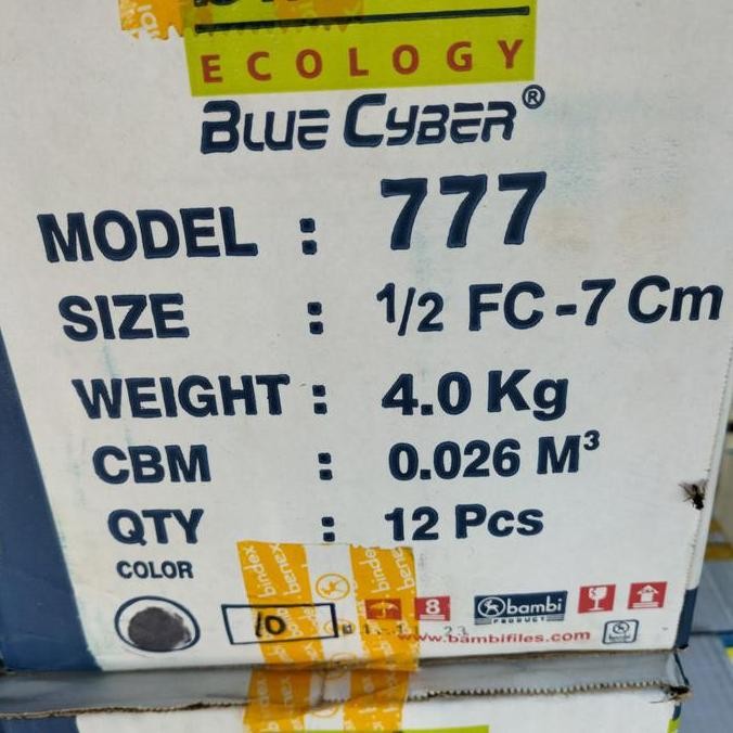 

Odner Bindex 777 Kwitansi 1/2 Folio- 7Cm Hitam Dan Biru